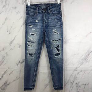 American Eagle Distressed Hi-Rise Skinny Crop Jean